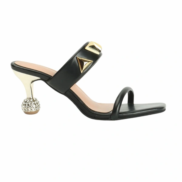 Smart wear New diamond cut heel slippers for women - Black