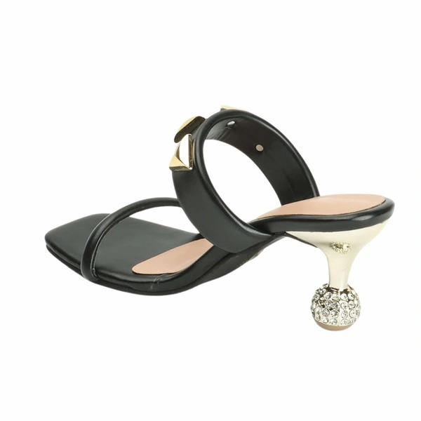 Smart wear New diamond cut heel slippers for women - Black