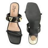 Smart wear New diamond cut heel slippers for women - Black