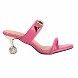 Smart wear New diamond cut heel slippers for women - Pink