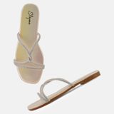 Diamond chain smart Slat slippers for women - Golden