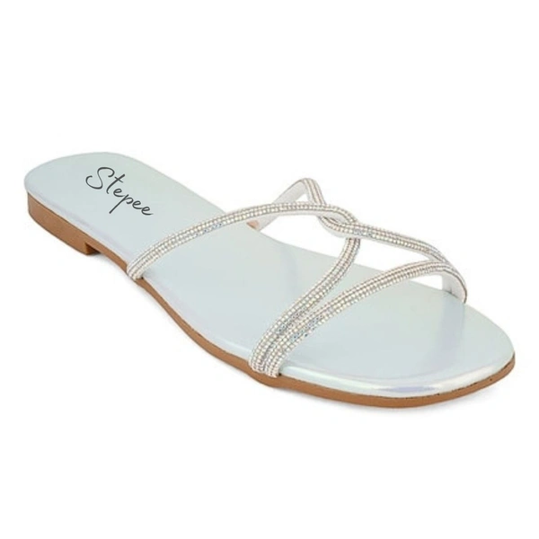 Diamond chain smart Slat slippers for women - Sea Green