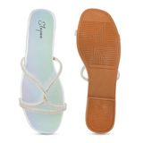 Diamond chain smart Slat slippers for women - Sea Green