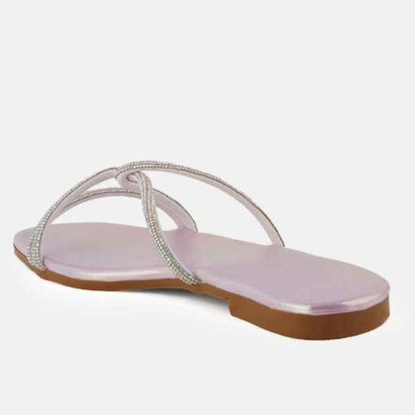 Diamond chain smart Slat slippers for women - Pink