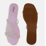 Diamond chain smart Slat slippers for women - Pink