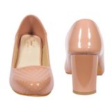 New stylish patent heel belly for women - Peach