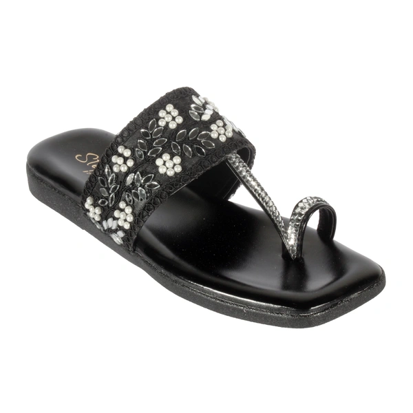 Soft padding Slippers kulapuri style - Black
