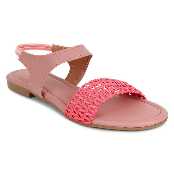 Flat sandals with readymade bunai patta - Pink