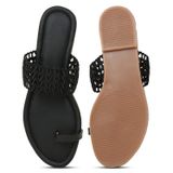 Flat Slippers for women daily wear with style and looks - Black