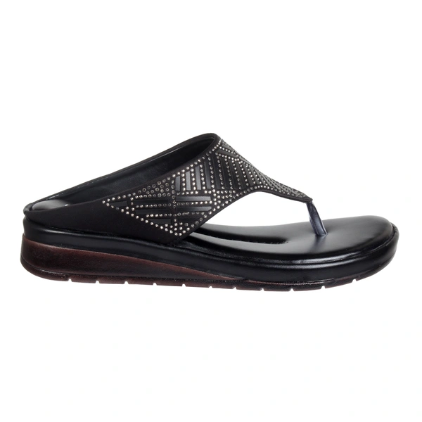 Soft comfort with sirsoki and lazer upper slipper for women - Black