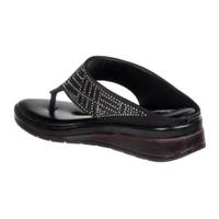 Soft comfort with sirsoki and lazer upper slipper for women - Black