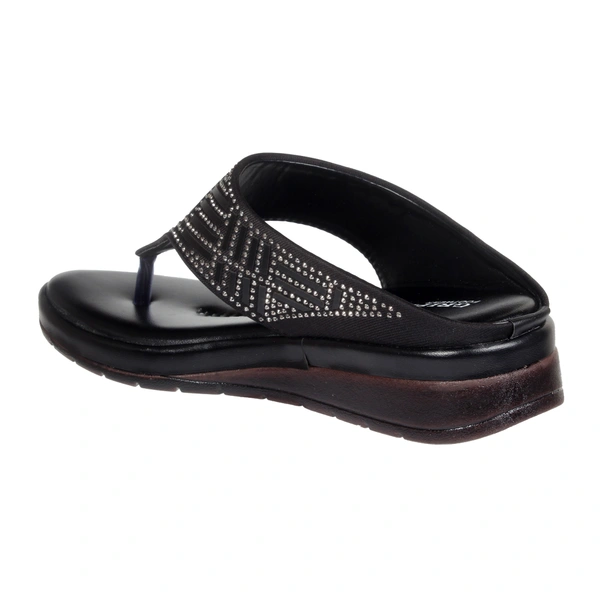 Soft comfort with sirsoki and lazer upper slipper for women - Black