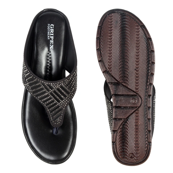 Soft comfort with sirsoki and lazer upper slipper for women - Black