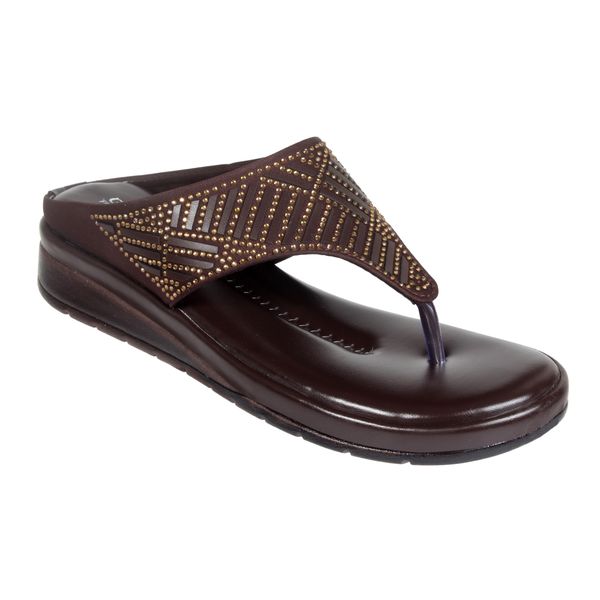 Soft comfort with sirsoki and lazer upper slipper for women - Brown