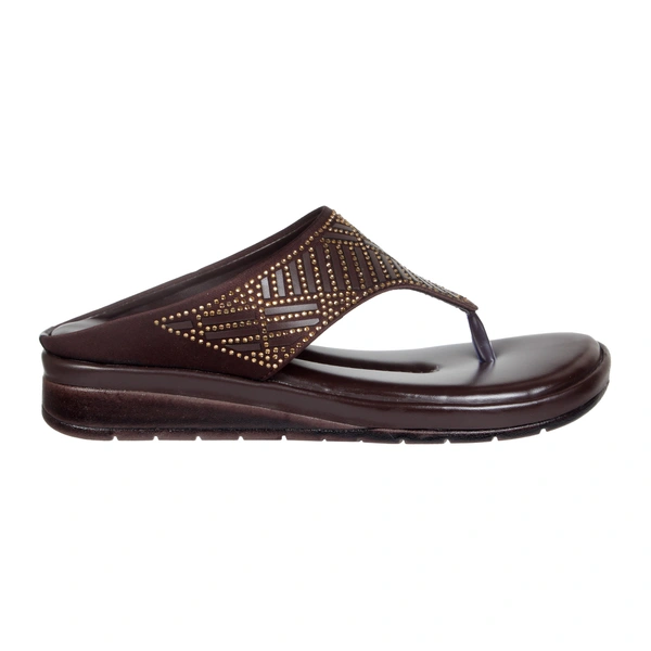 Soft comfort with sirsoki and lazer upper slipper for women - Brown