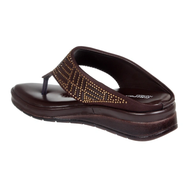 Soft comfort with sirsoki and lazer upper slipper for women - Brown