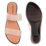 Double strap soft padding slippers for women - Pink