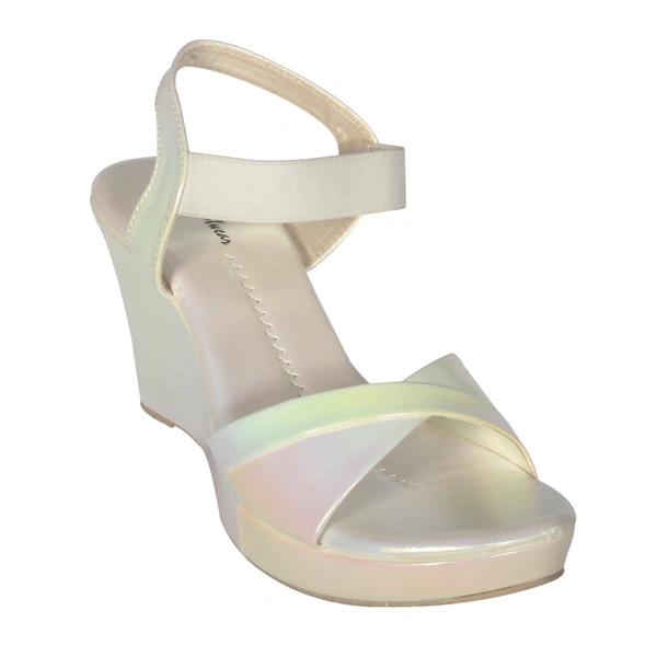 Platform heel gola for women - Golden cream