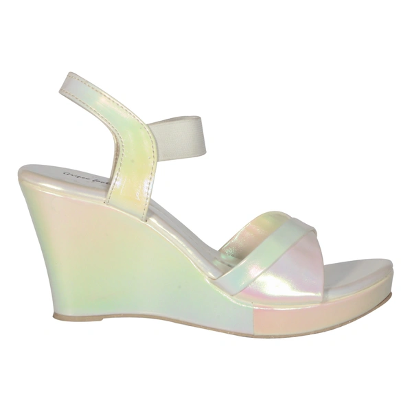 Platform heel gola for women - Golden cream