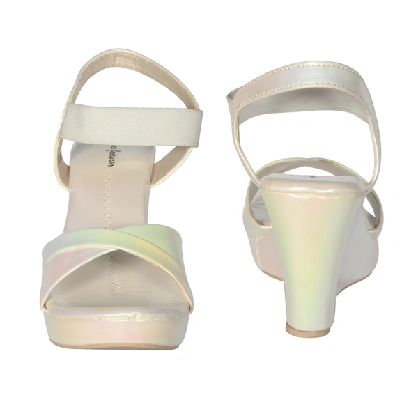 Platform heel gola for women - Golden cream
