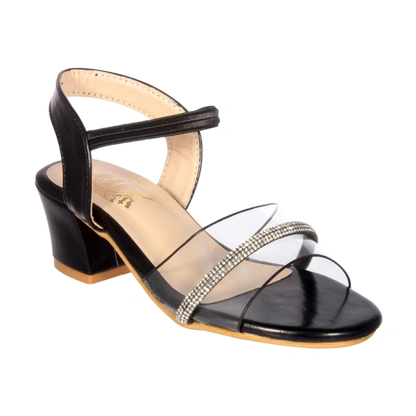 Kids heel sandals for partywear. - Black