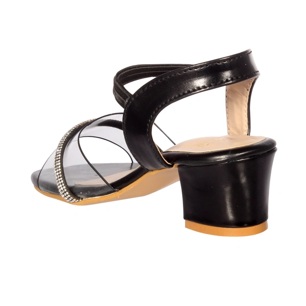 Kids heel sandals for partywear. - Black