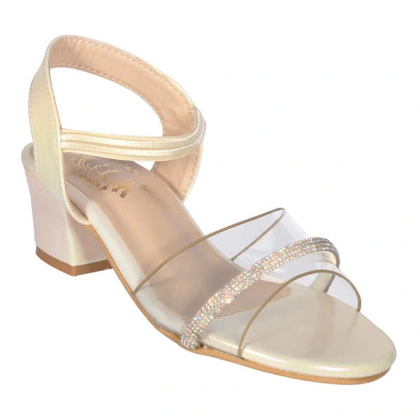 Kids heel sandals for partywear. - Cream gold