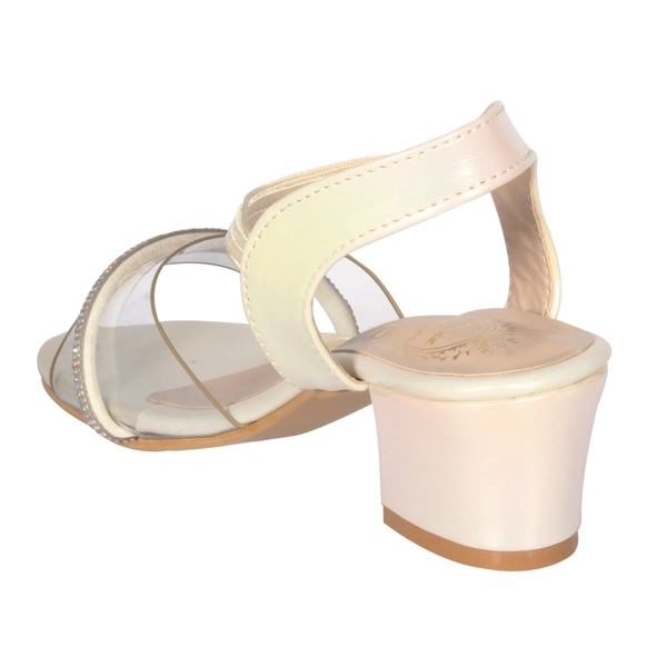 Kids heel sandals for partywear. - Cream gold
