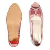 Glass heel Transparent open toe belly for women - Peach