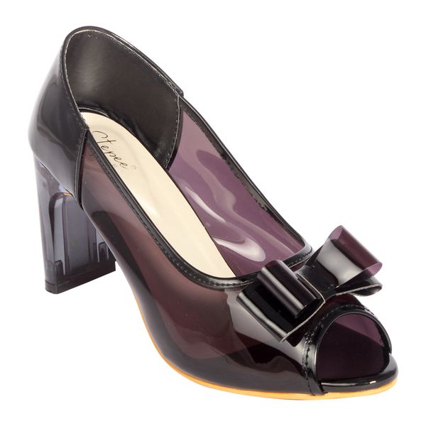 Glass heel Transparent open toe belly for women - Black