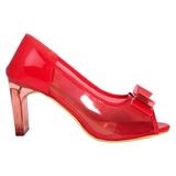 Glass heel Transparent open toe belly for women - Red