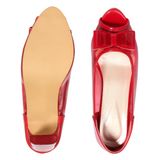 Glass heel Transparent open toe belly for women - Red