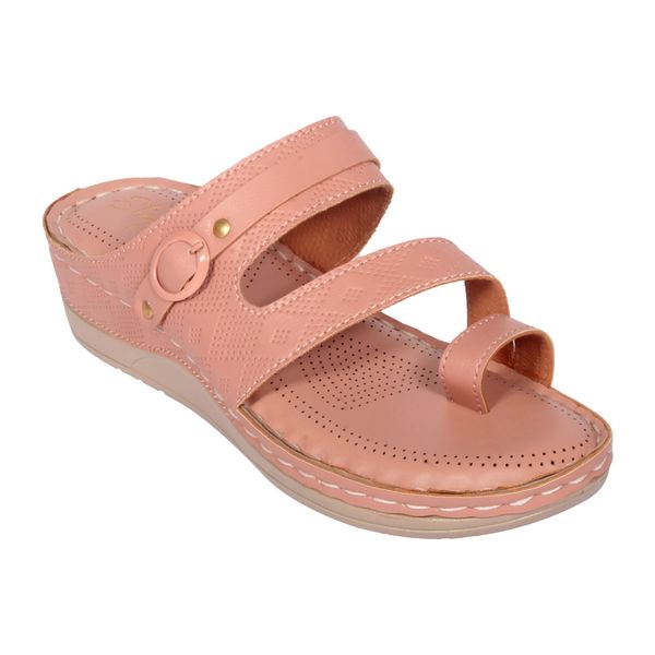 Doctor slipper with thumb style Embosed design upper - Peach
