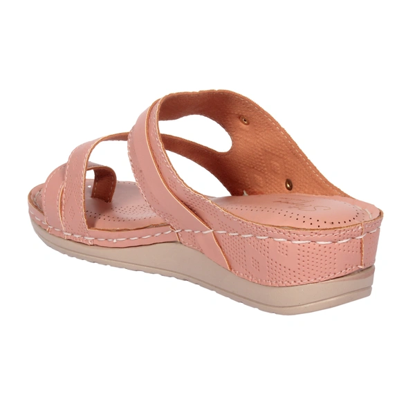 Doctor slipper with thumb style Embosed design upper - Peach