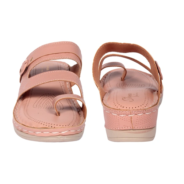 Doctor slipper with thumb style Embosed design upper - Peach