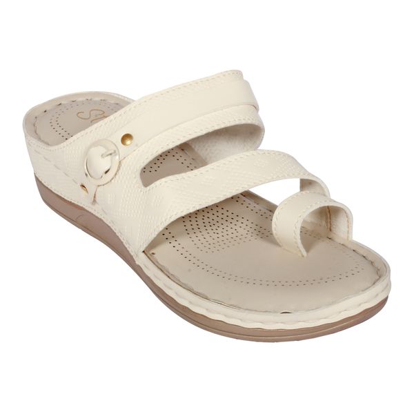 Doctor slipper with thumb style Embosed design upper - Cream