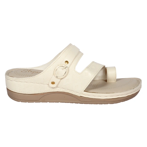 Doctor slipper with thumb style Embosed design upper - Cream