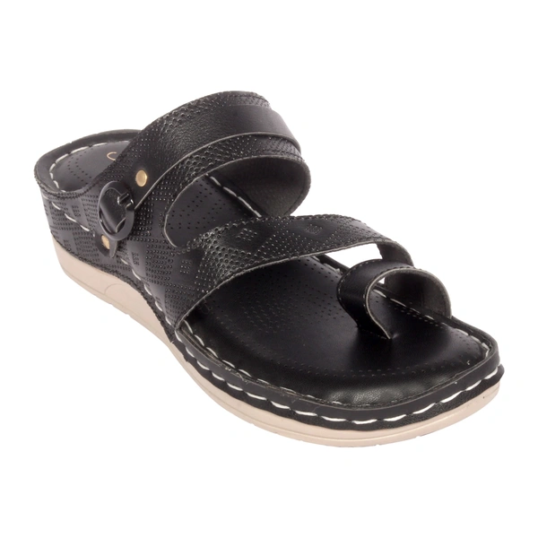 Doctor slipper with thumb style Embosed design upper - Black