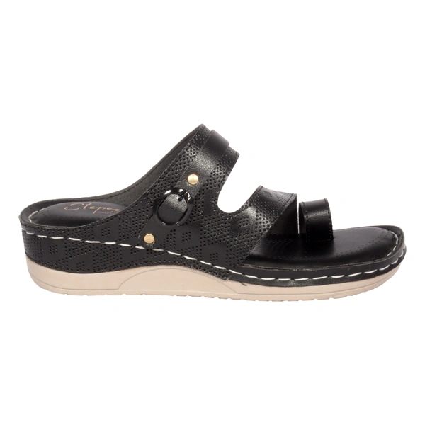 Doctor slipper with thumb style Embosed design upper - Black