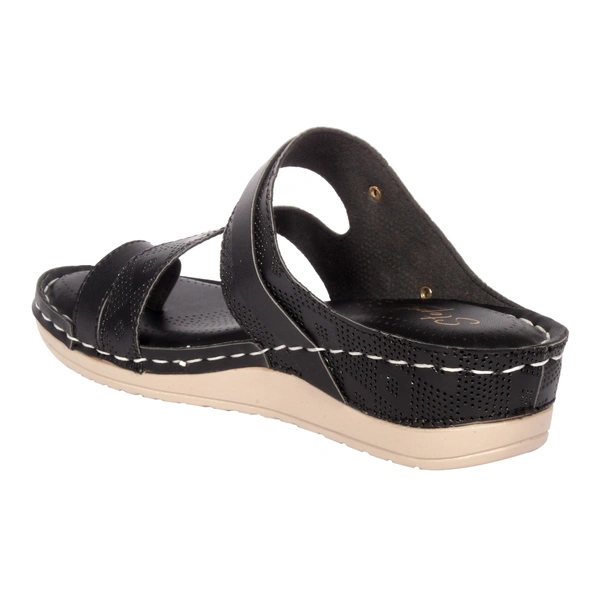 Doctor slipper with thumb style Embosed design upper - Black