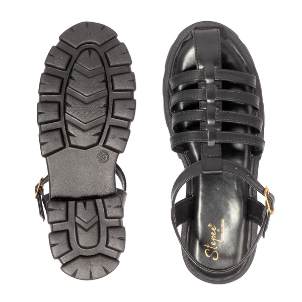 Prada style Flat sandal for women with soft padding - Black