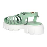 Prada style Flat sandal for women with soft padding - Sea Green
