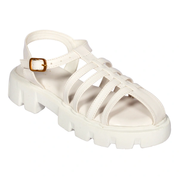 Prada style Flat sandal for women with soft padding - White