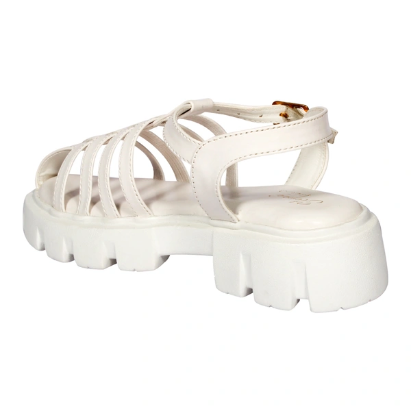 Prada style Flat sandal for women with soft padding - White
