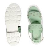 Prada Style Flat Sandal For Women With Soft Padding - Sea green