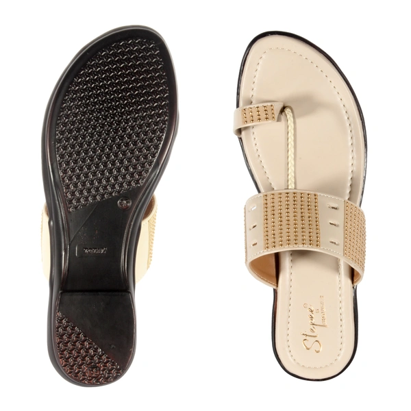Women smart casual wear slippers - Cream
