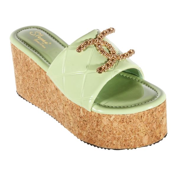 Platform heel slippers ofr women smart casual - Green