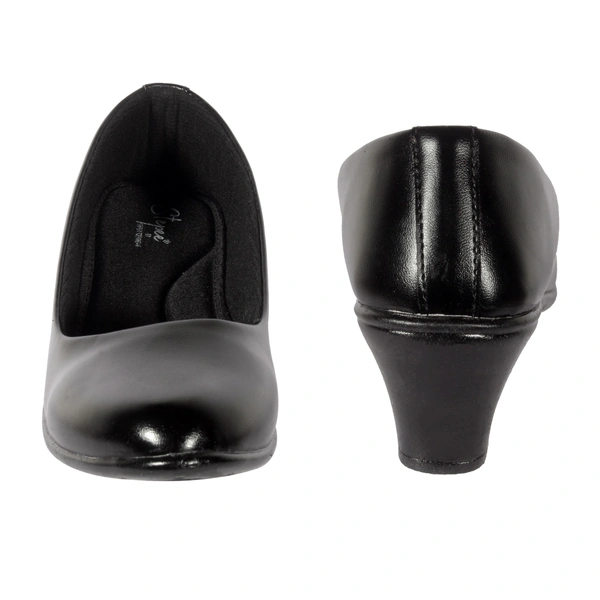 Fomal belly shoe for women with short comfortable heel. - Black