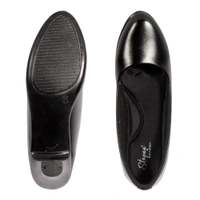 Fomal belly shoe for women with short comfortable heel. - Black