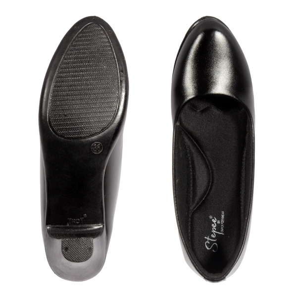 Fomal belly shoe for women with short comfortable heel. - Black